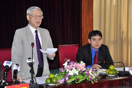 Tổng Bí thư Nguyễn Phú Trọng phát biểu tại buổi làm việc